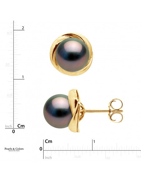 Boucles d'Oreilles Perles Tahiti - Or